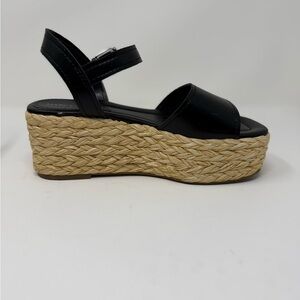 Marc Fisher Black Platform Espadrille Sandals – Size 8.5M – Excellent Condition